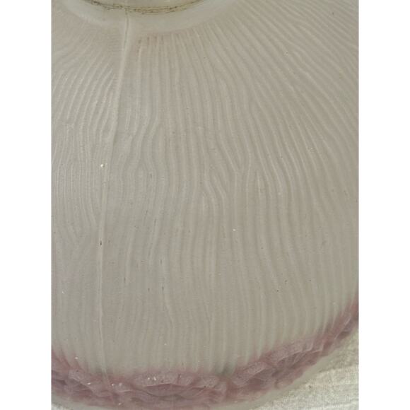 Round Ribbed Antique Floral Painted Embossed Frosted Glass 6.25" Shade - Picture 4 of 4